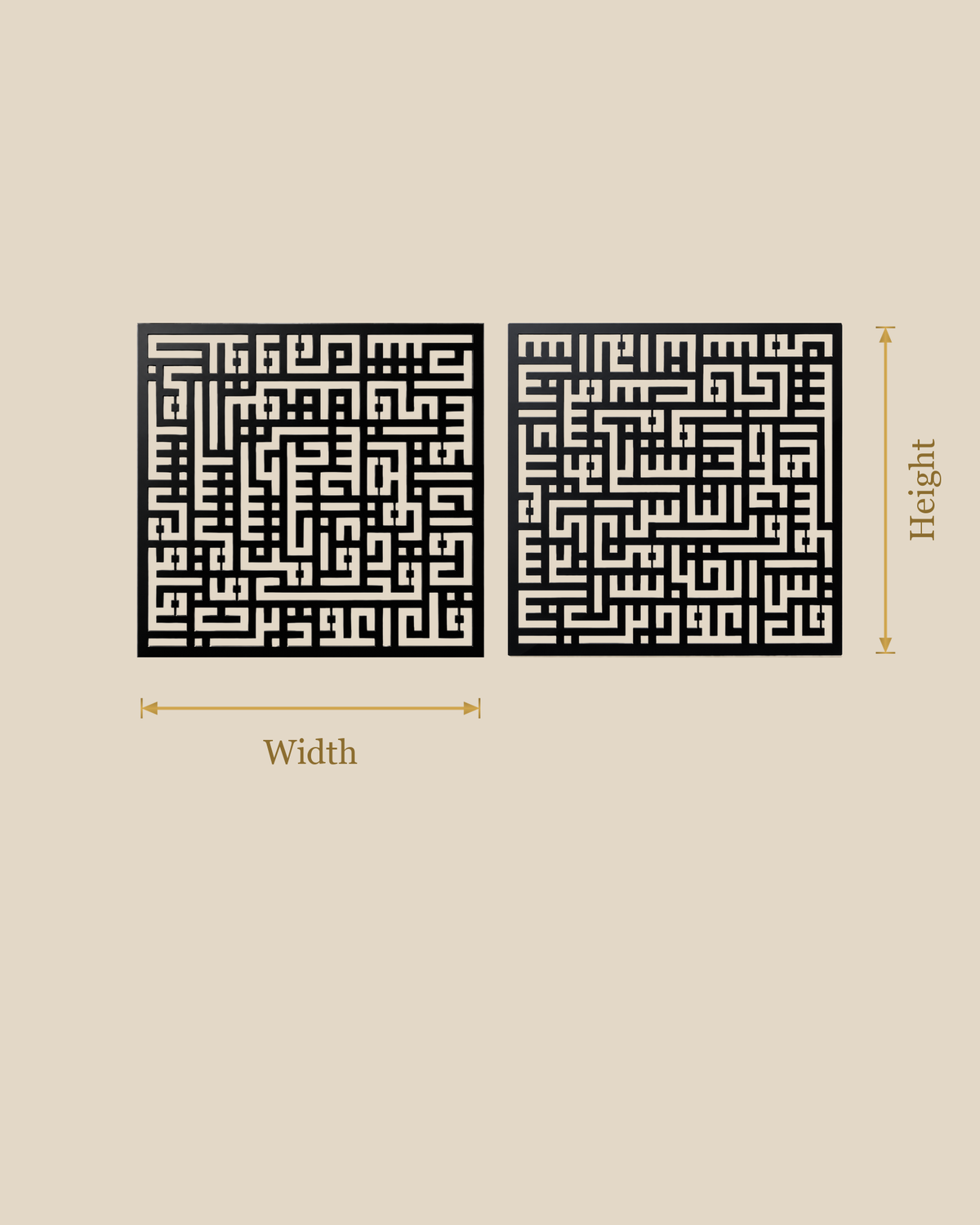 Size guide showing the width and height of this piece.