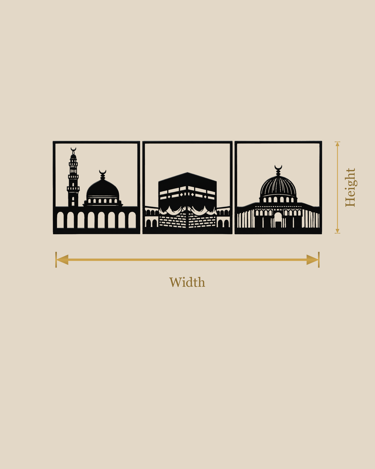 Size guide showing the width and height of this piece.