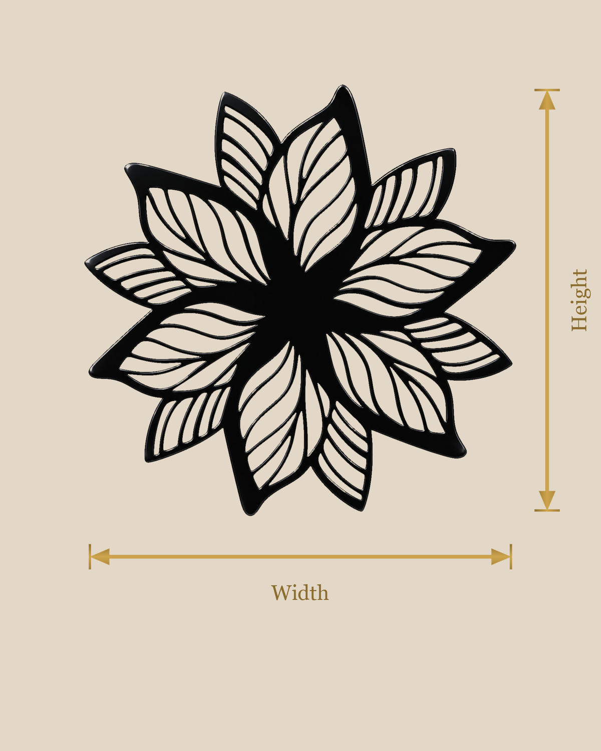 Size guide showing the width and height of this piece.