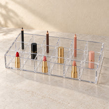 Lipstick Organiser, 18 Slots in clear acrylic, in use