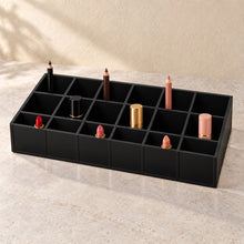 Lipstick Organiser, 18 Slots in black acrylic, in use