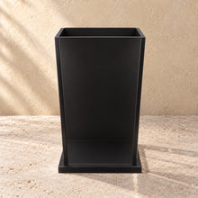 Makeup Brush Holder in black acrylic, empty