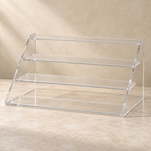 Four-Step Perfume Display Riser in clear acrylic, empty