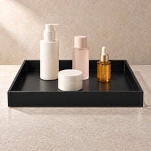 Skincare Countertop Tray in black acrylic, in use