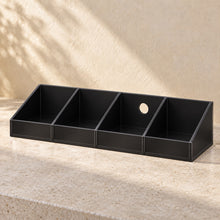 Bedside Remote and Phone Caddy in black acrylic, empty