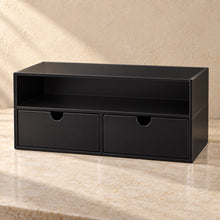 Coffee Capsule Organiser with Two Drawers in black acrylic, empty