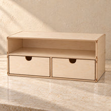 Coffee Capsule Organiser with Two Drawers in wood (birch plywood), empty