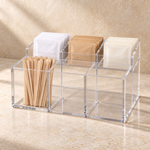 Sugar Sachet and Stirrer Caddy in clear acrylic, in use