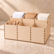 Sugar Sachet and Stirrer Caddy in wood (birch plywood), in use