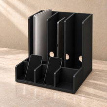 Multi-Device Charging Organiser in black acrylic, in use