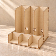 Multi-Device Charging Organiser in wood (birch plywood), empty
