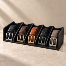 Belt and Accessory Divider, Five Bays in black acrylic, in use