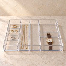 Jewellery Drawer Insert in clear acrylic, in use