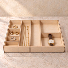 Jewellery Drawer Insert in wood (birch plywood), in use