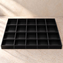 Drawer Divider Grid, 20 Compartments in black acrylic, empty