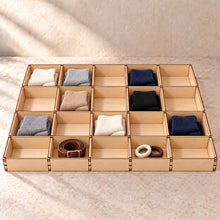 Drawer Divider Grid, 20 Compartments in wood (birch plywood), in use