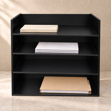 Household Document Sorter in black acrylic, in use