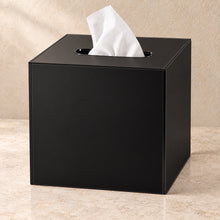 Tissue Box Cover in black acrylic, in use
