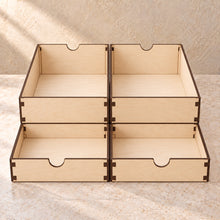 Board Game Box Insert, Set of Four Trays in wood (birch plywood), empty