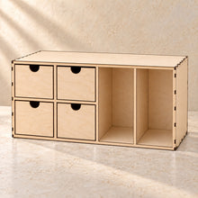 Craft Tool Organiser with Drawers in wood (birch plywood), empty