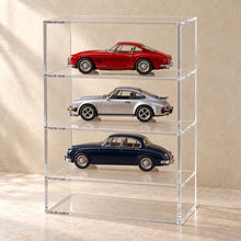 Collectible Display Case with Shelves in clear acrylic, in use
