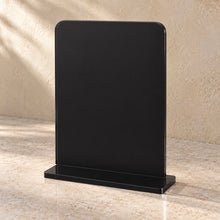Guest Wi-Fi and Information Stand in black acrylic, empty