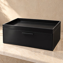 Hospitality Tray with Drawer in black acrylic, empty
