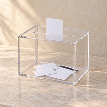 Key Card Return Box in clear acrylic, in use