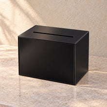 Key Card Return Box in black acrylic, empty