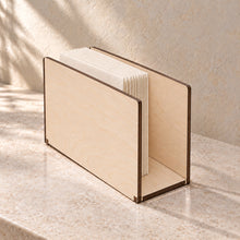 Napkin Holder in wood (birch plywood), in use