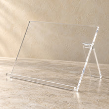 Recipe and Tablet Stand in clear acrylic, empty