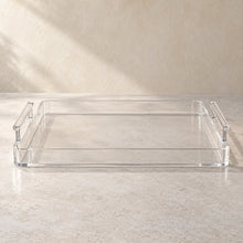 Serving Tray with Handles in clear acrylic, empty