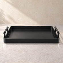Serving Tray with Handles in black acrylic, empty