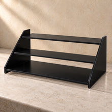 Three-Step Spice Jar Riser in black acrylic, empty