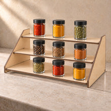 Three-Step Spice Jar Riser in wood (birch plywood), in use