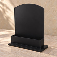 Appointment Card and QR Code Holder in black acrylic, empty