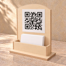 Appointment Card and QR Code Holder in wood (birch plywood), in use