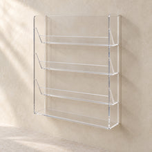 Wall-Mounted Document Pocket Rack in clear acrylic, empty