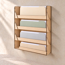 Wall-Mounted Document Pocket Rack in wood (birch plywood), in use