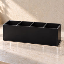 Condiment Sachet Caddy, Four Compartments in black acrylic, empty