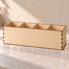 Condiment Sachet Caddy, Four Compartments in wood (birch plywood), empty