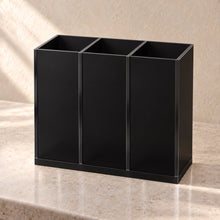 Cutlery Caddy, Three Compartments in black acrylic, empty