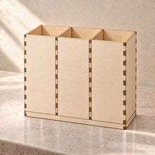 Cutlery Caddy, Three Compartments in wood (birch plywood), empty
