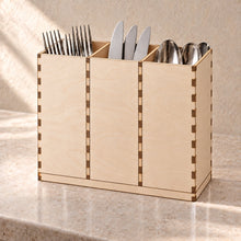 Cutlery Caddy, Three Compartments in wood (birch plywood), in use