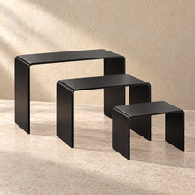 Display Riser Set of Three in black acrylic, empty