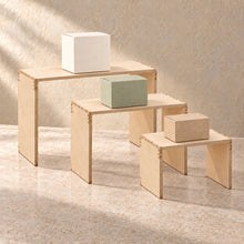 Display Riser Set of Three in wood (birch plywood), in use