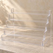 Five-Tier Nail Polish Display Rack in clear acrylic, empty