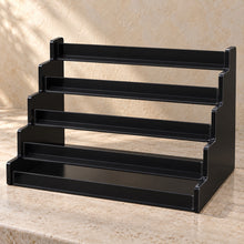 Five-Tier Nail Polish Display Rack in black acrylic, empty