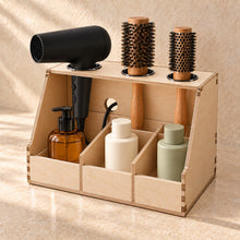 Stylist Workstation Organiser in wood (birch plywood), in use