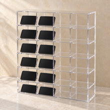 Classroom Phone Storage Organiser, 24 Slots in clear acrylic, in use